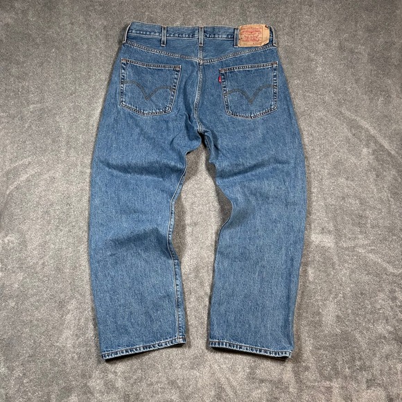 Levi's 501 Original Fit Jeans Men 36x28 Blue Button Fly Straight Leg - Picture 4 of 16